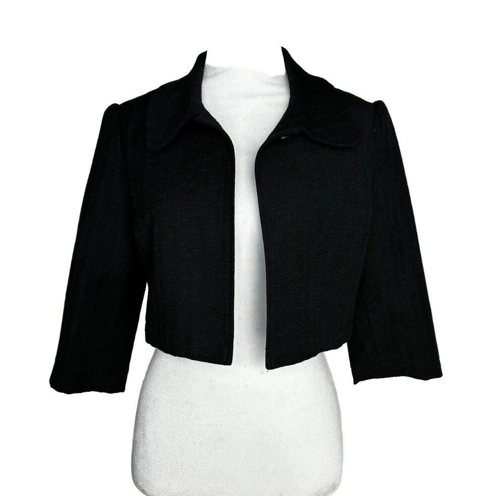 Express Design Studio Black Cropped Blazer Jacquard Patter Size 8